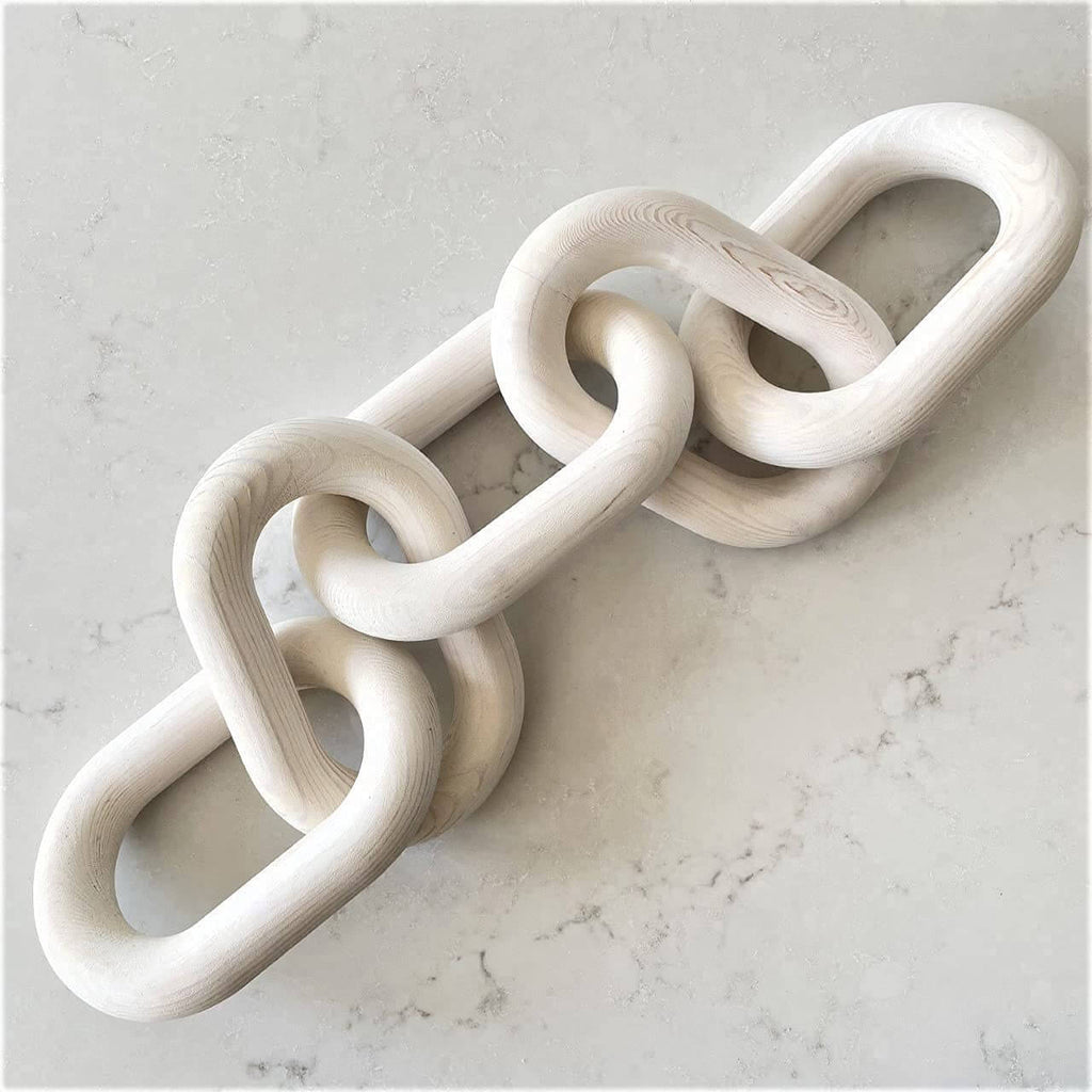 WHITE HANDMADE WOODEN CHAIN 5-LINKS